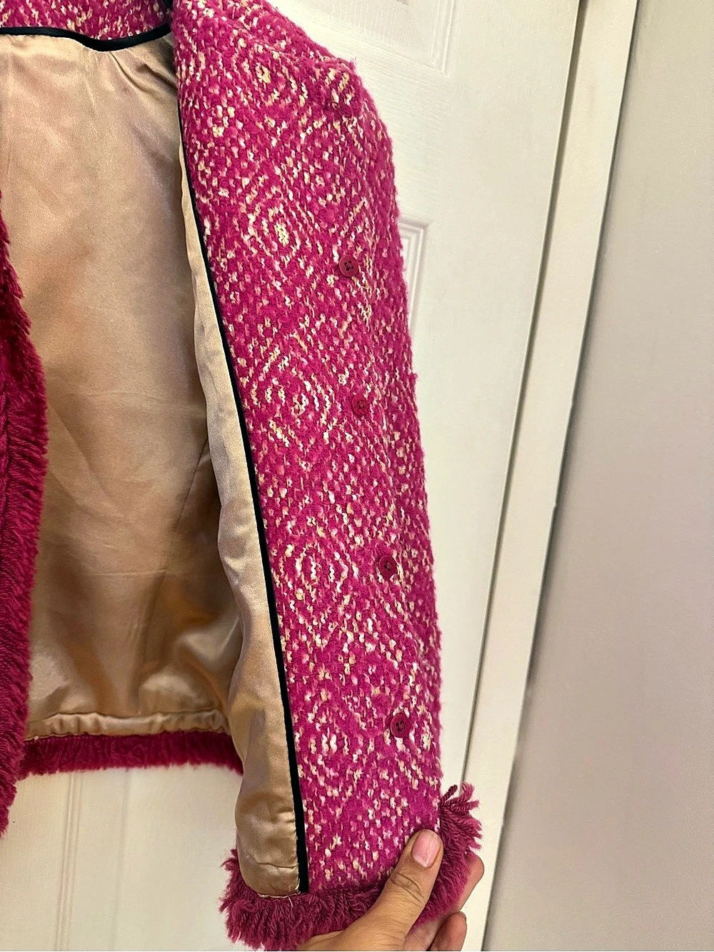 J.Crew Diamond Tweed Jacket Geometric Fringe in Pink - Picture 6 of 12